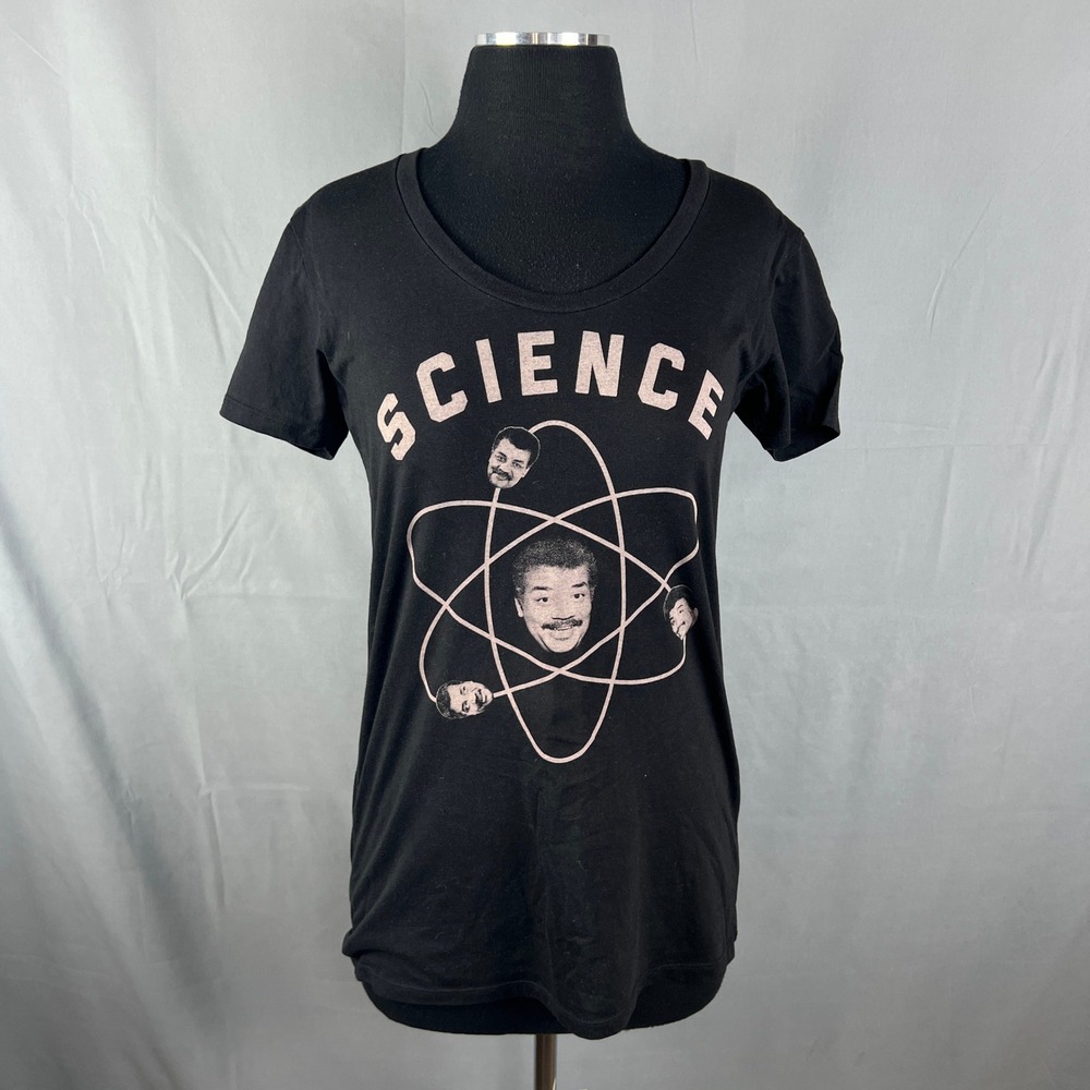 Headline Shirts Womens XL Black Atomic Orbit Neil deGrasse Tyson Graphic Print